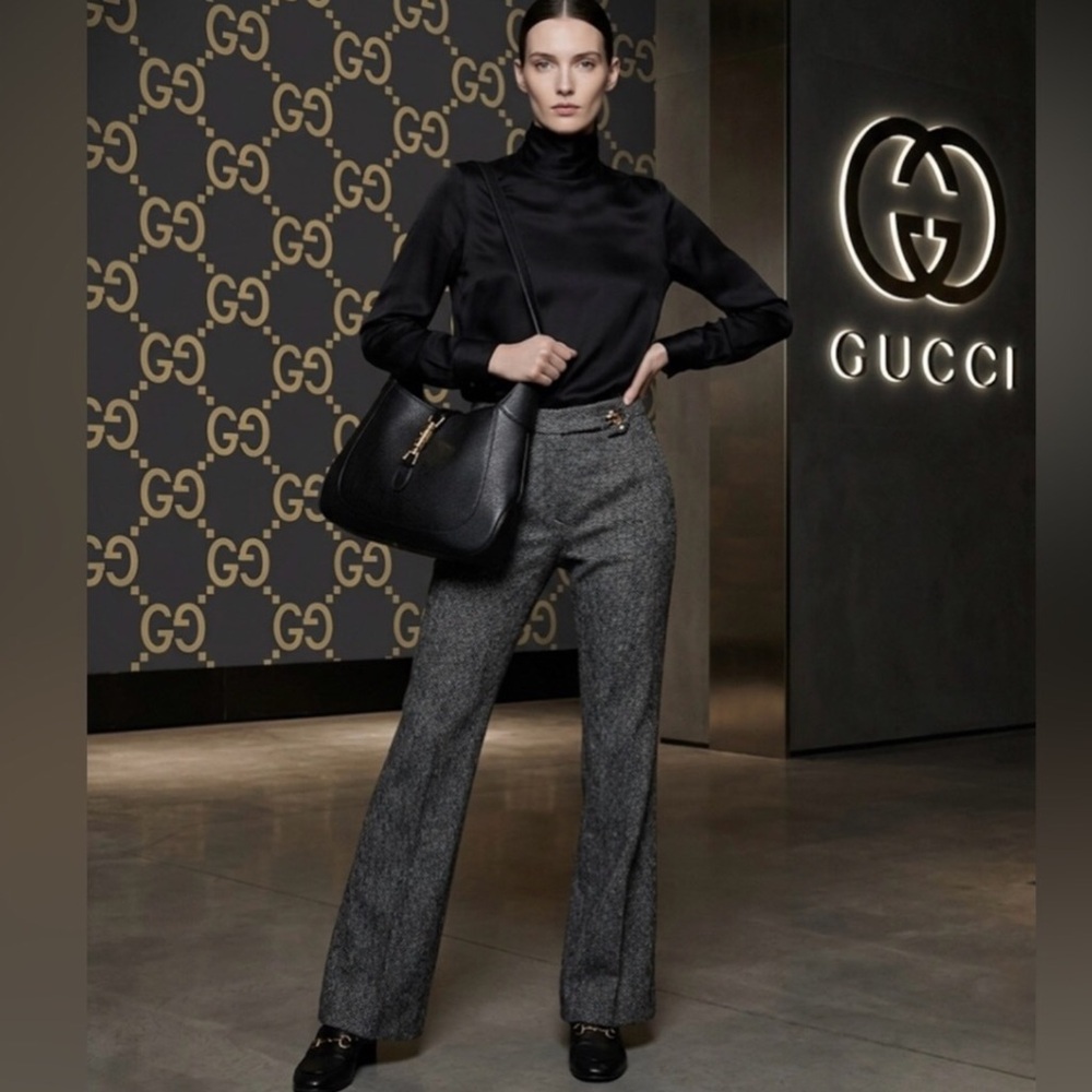 Authentic Gucci luxury designer signature tweed dress pants sz 6 Euro 42 petite